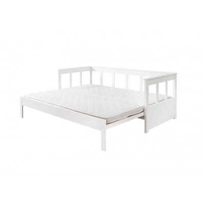 Jūrinio stiliaus lova Pino su ištraukiama miegamąja dalimi, balta